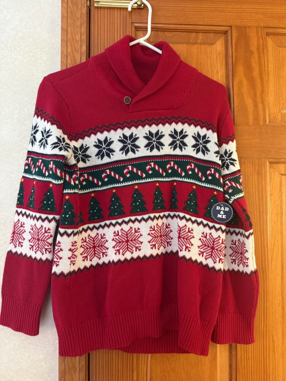 The Children's Place Red Fair Isle Shawl Collar Holiday Sweater size 10-12